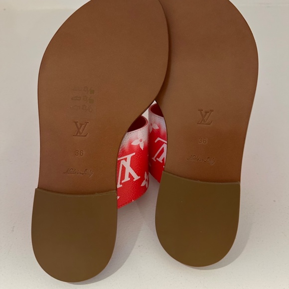 New Louis Vuitton Red Monogram Escale Canvas Palma Thong Flats Size 36 - Picture 7 of 8